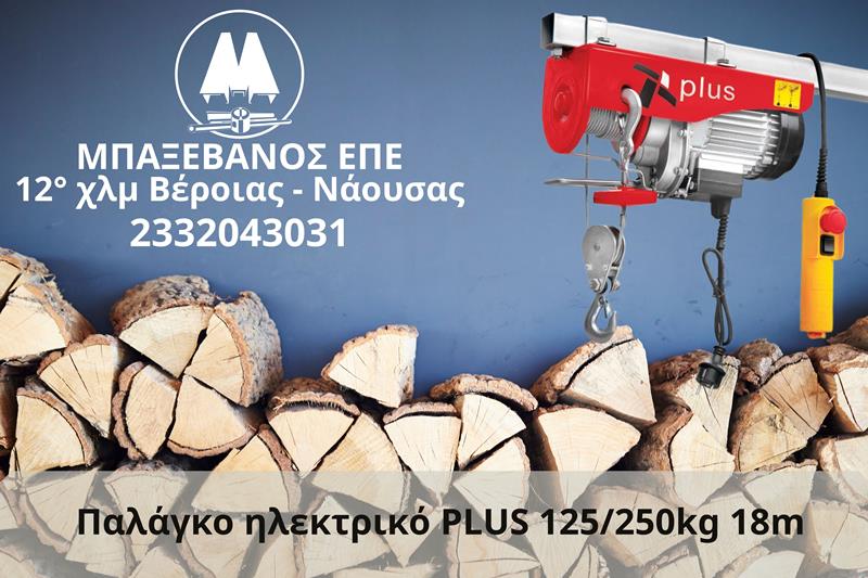 Λύστε το πρόβλημα της μεταφοράς των ξύλων ή των φορτίων σας με το ηλεκτρικό παλάγκο  PLUS 125/250kg 18m