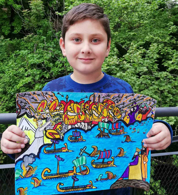 1ο  Βραβείο σε Πανελλήνιο Μαθητικό Διαγωνισμό Ζωγραφικής για τον μαθητή του 10ου Δημοτικού Σχολείου Νάουσας Κοκκινίδη Γιάννη